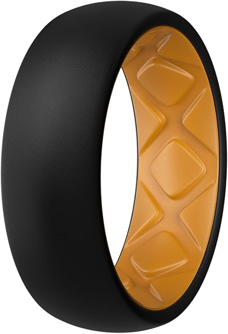 Egnaro Men's Silicone Rings 8mm Wide 2.5mm Thick Rubber Bands,Breathable Air Groove,Variety Multipack 1-7