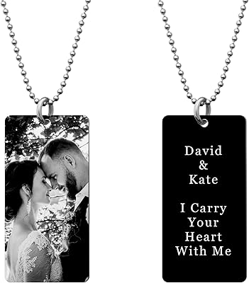 Laser Engraved Photo PendantCustom Full Color Printing Personalized Love Note Message Stainless Steel Ball Chain Necklace 24 Handmade